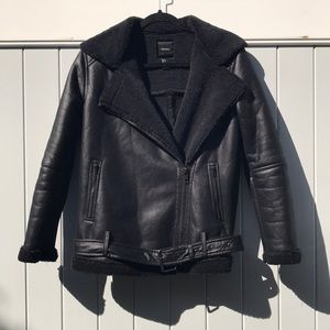 Black Microleather Coat w/ Fury Interior